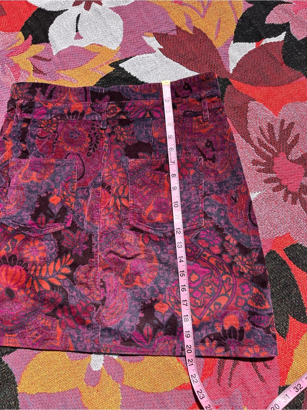 Pilcro Anthropologie Purple Paisley Corduroy Button-Front Mini Skirt - Picture 7 of 7